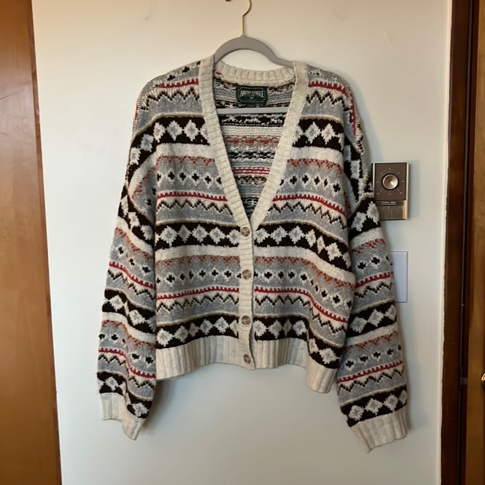 American Eagle Fair isle cropped cardigan- XL